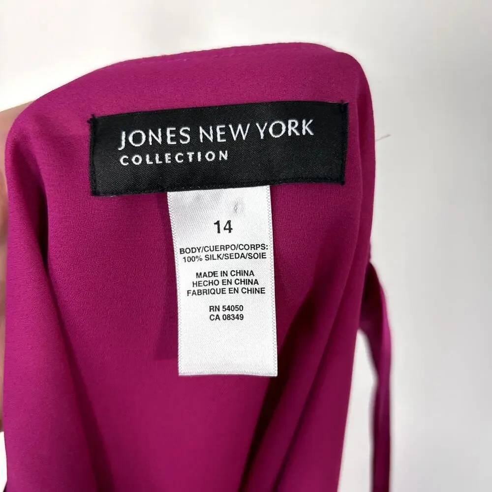 Jones New York 100% Silk Sleeveless Blouse Tank Top Shell Berry Pink size 14 - Picture 4 of 6